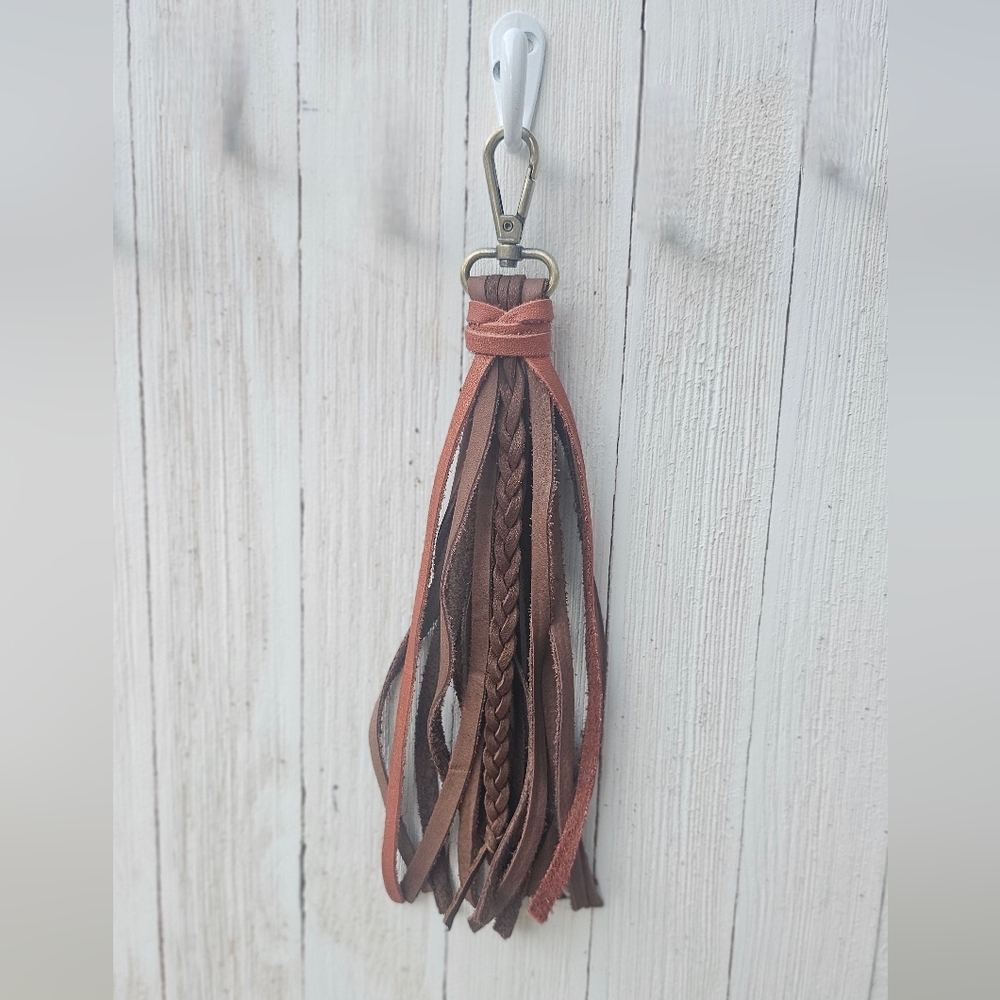 Luxurious Brown Braided Leather Tassel Flair * Handbag Tote Diaper Bag Backpack